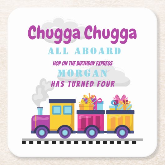 Zug Chugga Choo Cartoon jedes Lebensalter Rechteckiger Pappuntersetzer (Vorderseite)