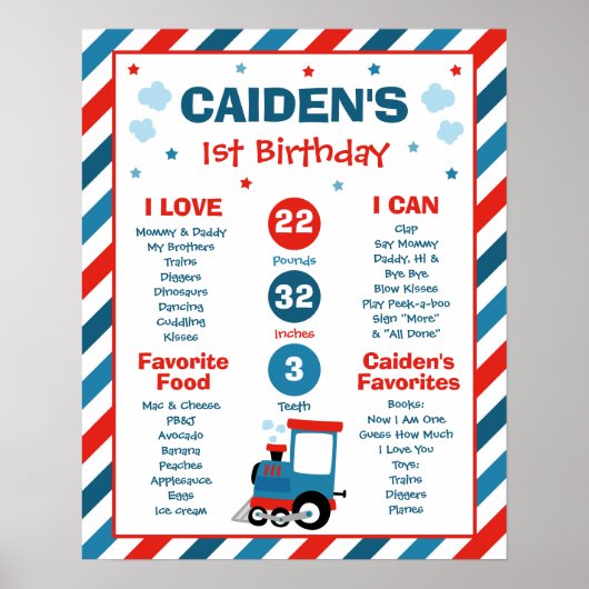 Zug Chugga Chugga 1. Geburtstag Party Meilenstein Poster (Vorne)