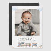 Zug Chugga zwei zwei Fotos Geburtstag Gruß Magneteinladung (Vorne/Hinten)