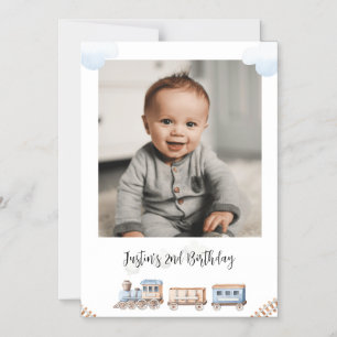 Zug Chugga zwei zwei Fotos Geburtstag Gruß Magneteinladung