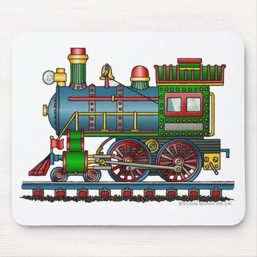 Zug-Dampf-Motor Choo Choo Mausunterlage Mousepad (Vorne)