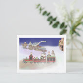 Zug des Weihnachtsmanns Feiertagspostkarte (Stehend Vorderseite)