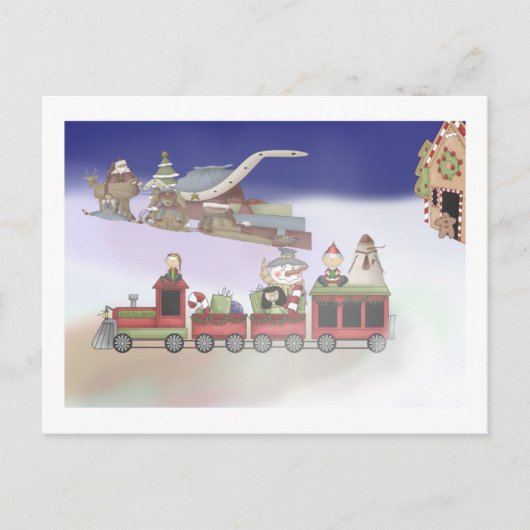 Zug des Weihnachtsmanns Feiertagspostkarte (Vorderseite)