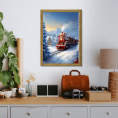 Zug durch ein Winterlandschaftspopster Poster