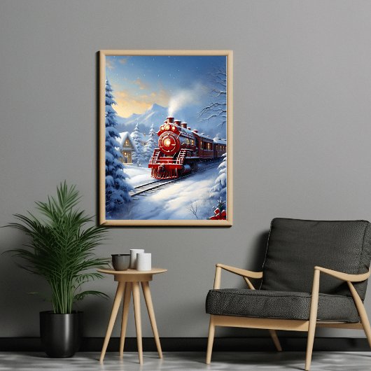 Zug durch ein Winterlandschaftspopster Poster