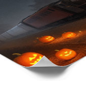 Zug durch einen Halloween-Wald Poster (Ecke)