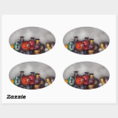 Zug - Eine Sammlung von Laternen auf der Schiene Ovaler Aufkleber (Blatt)