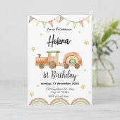 Zug Einladung zum 1. Geburtstag (Stehend Vorderseite)