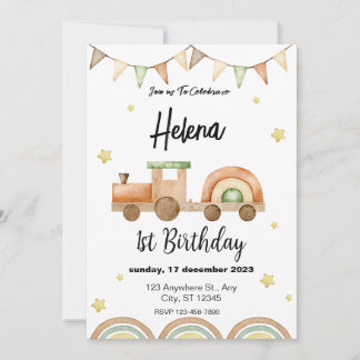 Zug Einladung zum 1. Geburtstag