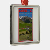 Zug-Fahrt durch die Schweizer Alpen Silbernes Ornament (Rechts)