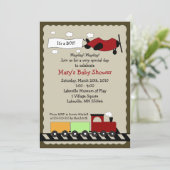 Zug & Flugzeug 12x18 niedlich Baby Dusche Einladun Einladung (Stehend Vorderseite)