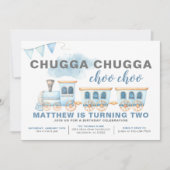 Zug Geburtstag Einladung Boy Transportation (Vorderseite)