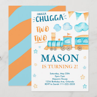Zug Geburtstag Einladung Chugga Chugga zwei zwei