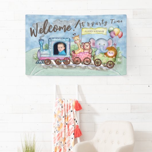 Zug Geburtstag Foto Aquarell Banner (Insitu)