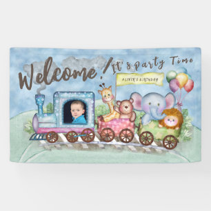 Zug Geburtstag Foto Aquarell Banner
