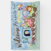 Zug Geburtstag Foto Aquarell Banner (Vertikal)