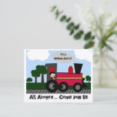 Zug Geburtstag (schwarzes Haar) Party Einladung (Stehend Vorderseite)