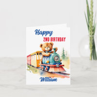 Zug Geburtstag süßer Teddybär fährt Spielzeug Zug