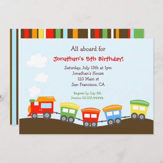 Zug-Geburtstags-Party Einladung (Vorne/Hinten)