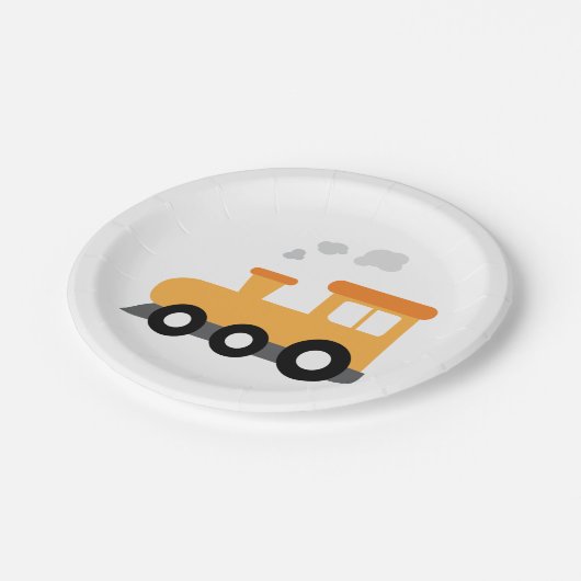 Zug-Geburtstags-Party Pappteller (Schrägansicht)