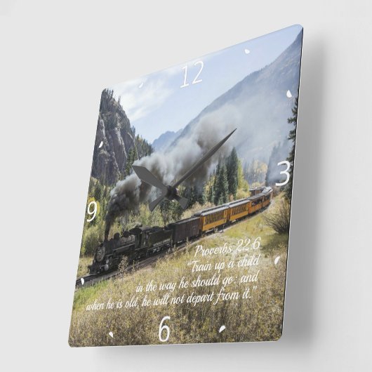 ZUG HERAUF EIN KIND QUADRATISCHE WANDUHR (Winkel)