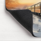 Zug im Winter Abend Mousepad (Ecke)