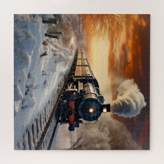 Zug im Winter Abend Puzzle (Horizontal)