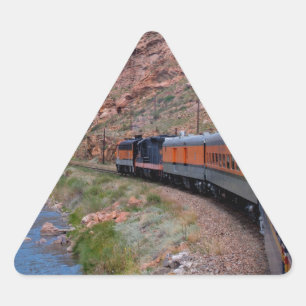 Zug in Canyon BackgroundTriangle Sticker