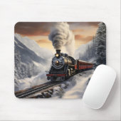 Zug in den schneebedeckten Bergen Mousepad (Mit Mouse)