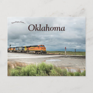 Zug in Oklahoma an einem bewölkten Tag Postkarte