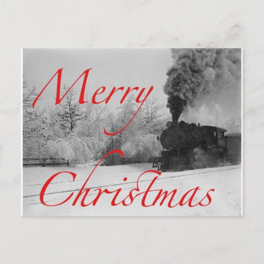 Zug in Schnee frohe Weihnachten (Vorderseite)