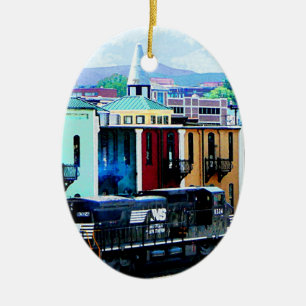 Zug mit zwei Lokomotiven Roanoke, VA Keramikornament