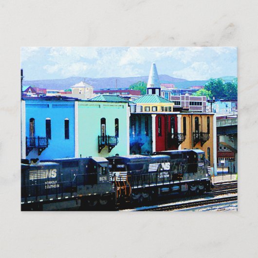 Zug mit zwei Lokomotiven Roanoke, VA Postkarte (Vorderseite)