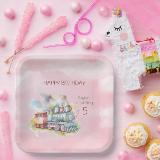 Zug Motor Girl 5. Geburtstag Pappteller (Party)