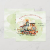 Zug Motor Junge 1. Einladung zum Geburtstag (Vorne/Hinten)