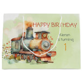 Zug Motor Junge 1. Geburtstag Große Geschenktüte (Vorderseite)