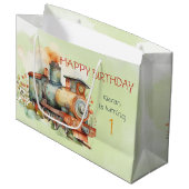 Zug Motor Junge 1. Geburtstag Große Geschenktüte (Vorderseite Schrägansicht)