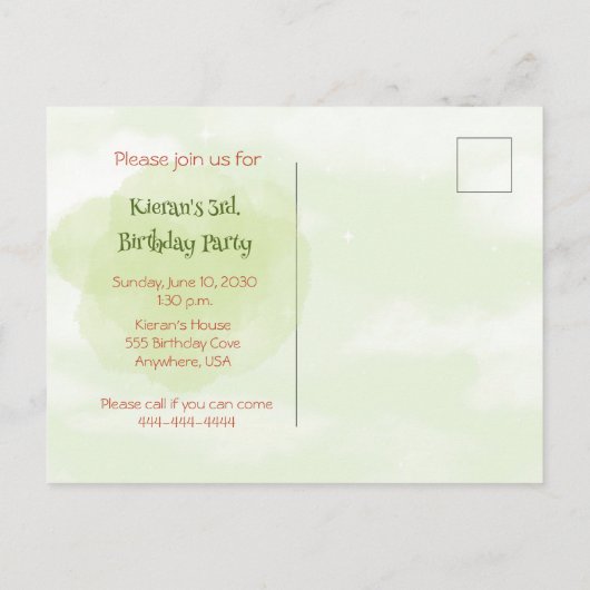 Zug Motor Junge 3. Geburtsdatum Einladung Postkart (Rückseite)