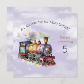 Zug Motor Junge 5. Einladung zum Geburtstag (Vorne/Hinten)