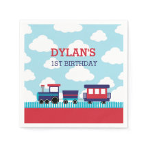 Zug Napkins (Marine & Red) - Kindergeburtstag Boys