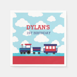 Zug Napkins (Marine & Red) - Kindergeburtstag Boys Serviette