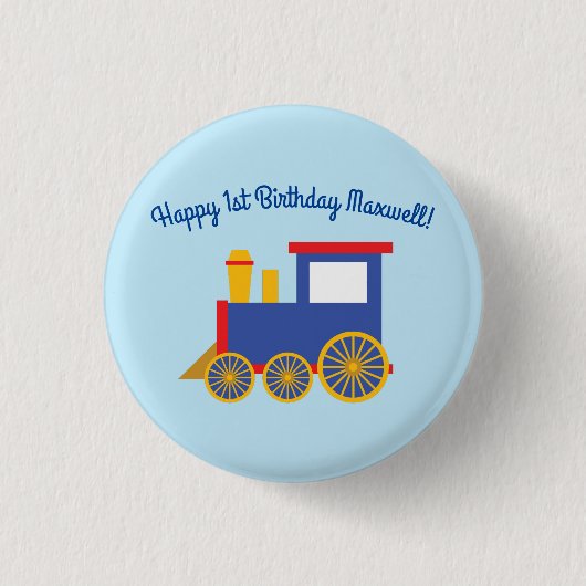 Zug Niedlich Choo-Choo 1. Geburtstag Party Thema Button (Vorderseite)