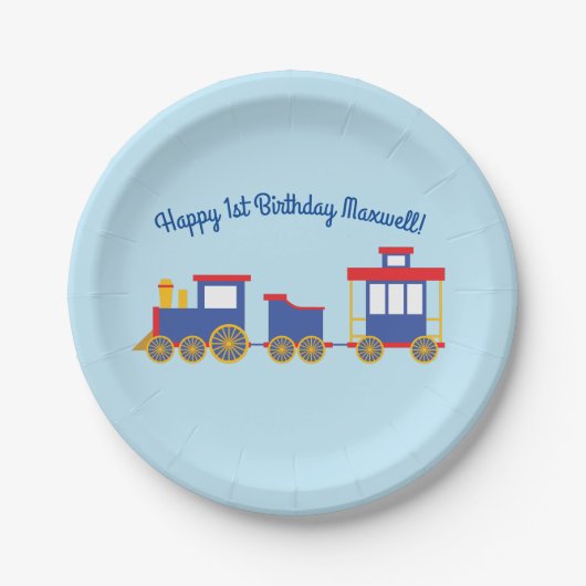 Zug Niedlich Choo-Choo 1. Geburtstag Party Thema Pappteller (Vorderseite)