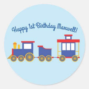 Zug Niedlich Choo-Choo 1. Geburtstag Party Thema Runder Aufkleber