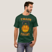 Zug oder Leckerei Pumpkin Kettlebell Halloween T-Shirt (Vorne ganz)