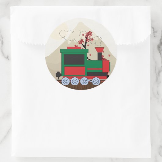 Zug Runder Aufkleber (Tasche)