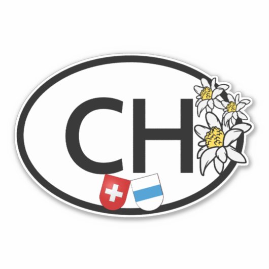Zug & Schweiz | Edelweiss-Blume | Oval Aufkleber (Vorderseite)