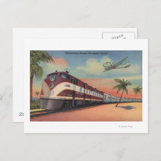 Zug - Streamlining durch Florida Postkarte (Vorne/Hinten)