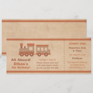 Zug Ticket Boarding Pass Kindergeburtstag Einladung