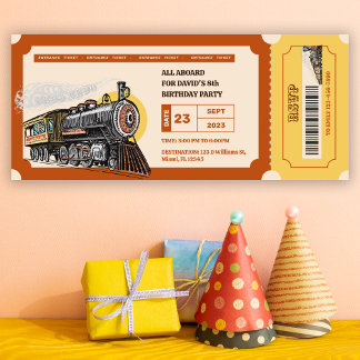Zug Ticket Choo Retro Einladung zum Geburtstag